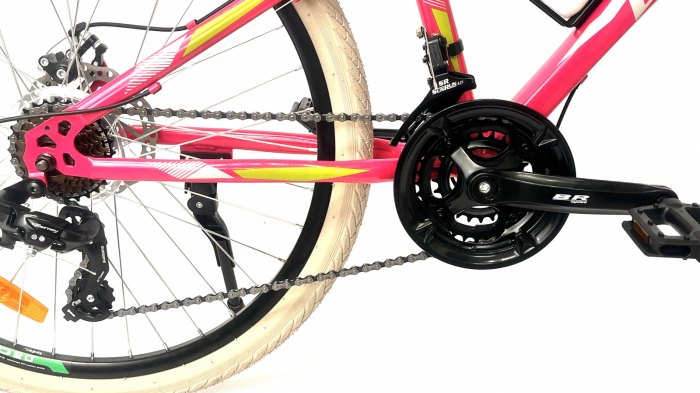 Bicicleta MTB-HT 26" BR Storm, cadru otel 14", frane disc, manete secventiale, 21 viteze, Roz [8]