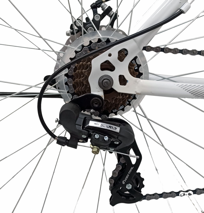 Bicicleta MTB-HT 29" BR Arizona, cadru otel 17', manete secventiale, frane disc, 21 viteze, alb/negru [4]