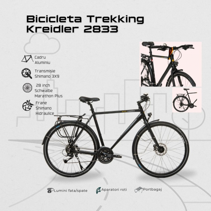 Bicicleta Trekking Kreidler 2833 - 28 inch, L, Negru [4]