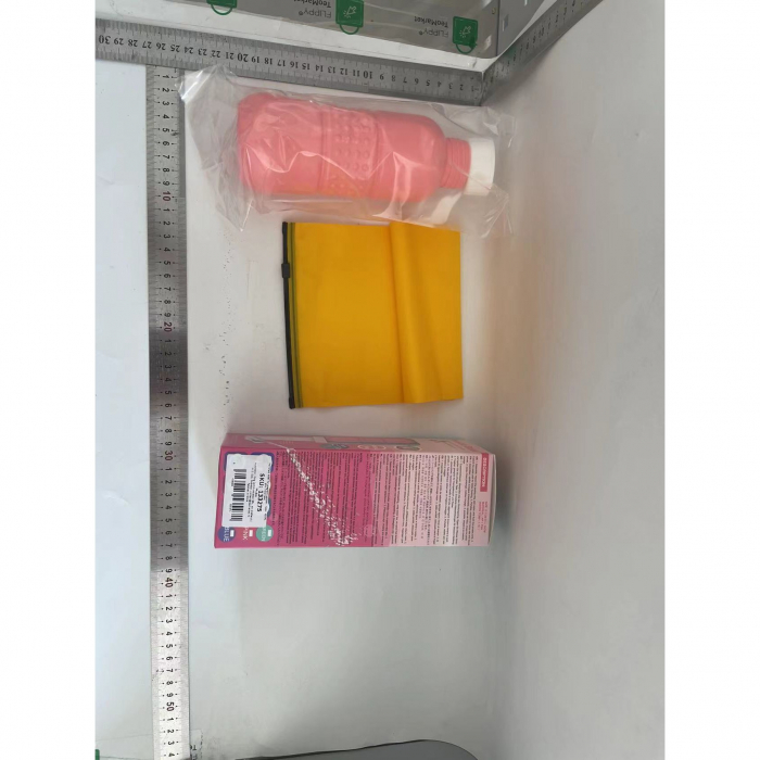 Bideu Portabil pentru Igiena Intima, Flippy, pentru Postpartum/ Postoperator, 450 mL, cu Capac si Husa Galbena, 29.5x7 cm, Culoare Recipient Roz [4]