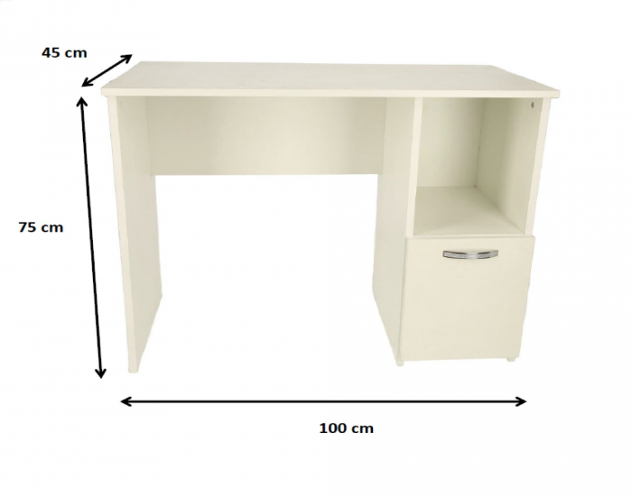 Birou Boston, alb, 90x45x75 cm [3]