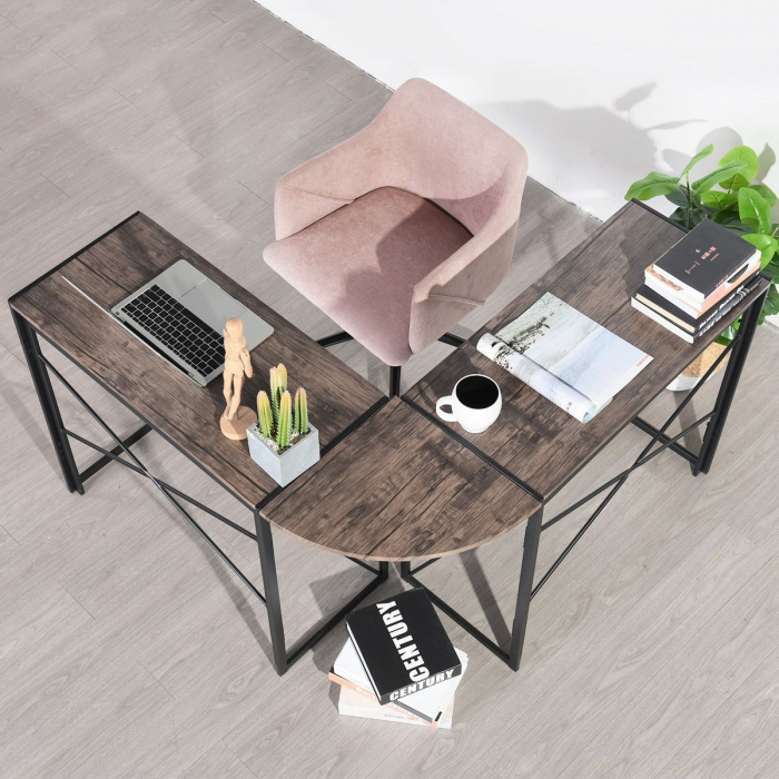 Birou colt, negru si wenge, 38x119.5x75 cm [3]