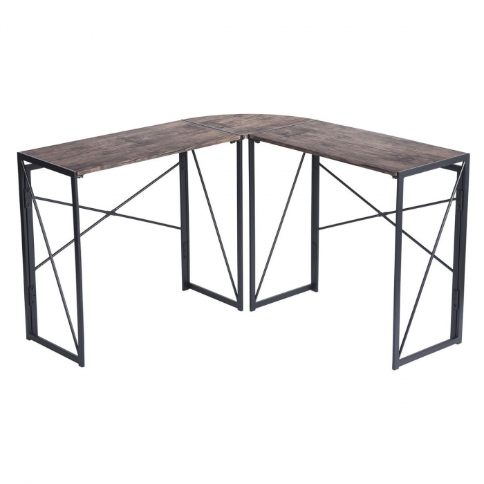 Birou colt, negru si wenge, 38x119.5x75 cm [1]