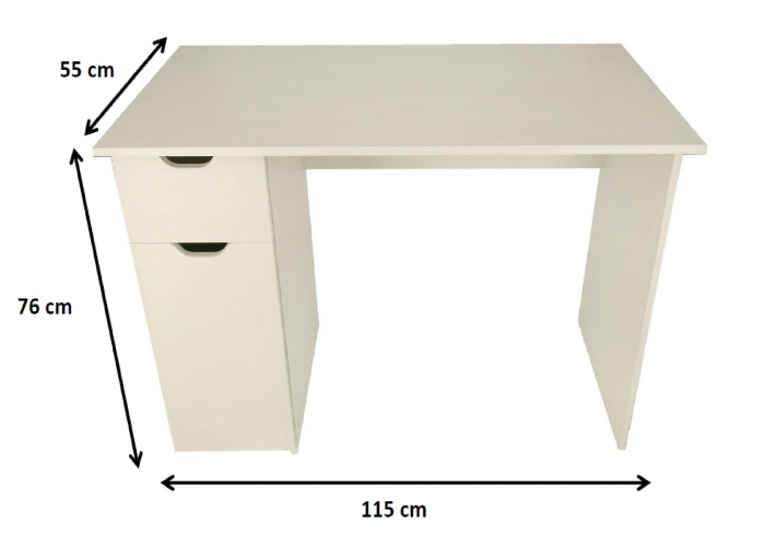 Birou Heide, alb, 115x55x76 cm [6]