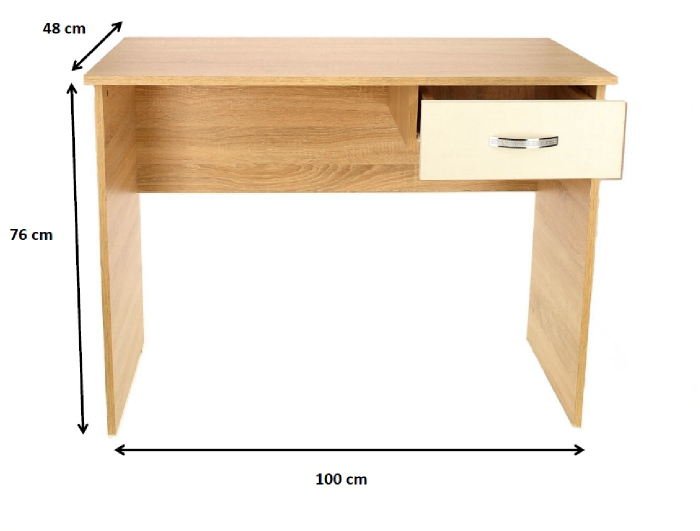 Birou PC Aisa, stejar, 100x48x76 cm [3]