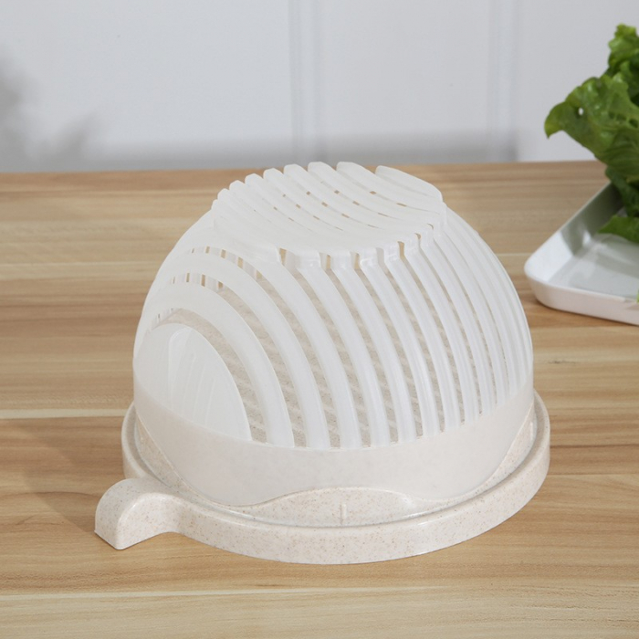 Bol Feliator pentru Salata, Flippy, Castron Multifunctional pentru Legume si Fructe, pentru Spalat si Taiat Legumele, cu Scurgere si Tocator, Ergonomic, Protectie pentru Maini, 21x18.5x11.5 cm, Alb [11]