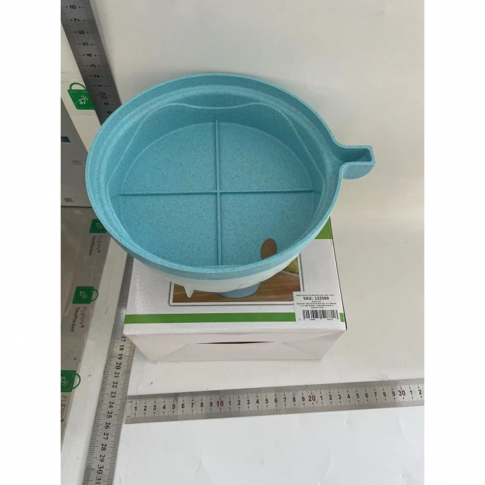 Bol Feliator pentru Salata, Flippy, Castron Multifunctional pentru Legume si Fructe, pentru Spalat si Taiat Legumele, cu Scurgere si Tocator, Ergonomic, Protectie pentru Maini, 21x18.5x11.5 cm, Albast [2]