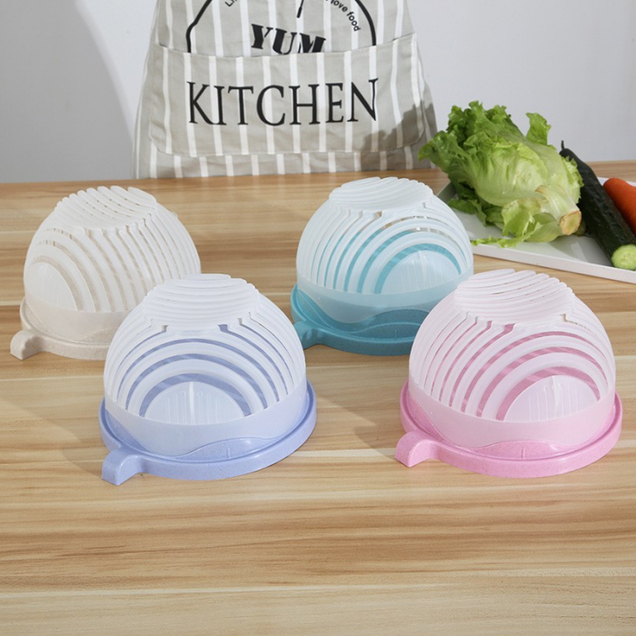 Bol Feliator pentru Salata, Flippy, Castron Multifunctional pentru Legume si Fructe, pentru Spalat si Taiat Legumele, cu Scurgere si Tocator, Ergonomic, Protectie pentru Maini, 21x18.5x11.5 cm, Roz [9]