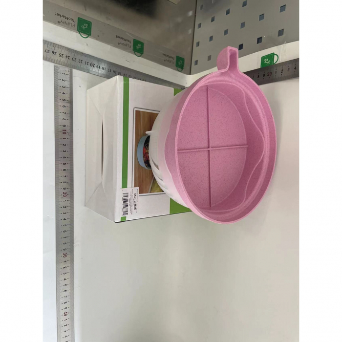 Bol Feliator pentru Salata, Flippy, Castron Multifunctional pentru Legume si Fructe, pentru Spalat si Taiat Legumele, cu Scurgere si Tocator, Ergonomic, Protectie pentru Maini, 21x18.5x11.5 cm, Roz [2]