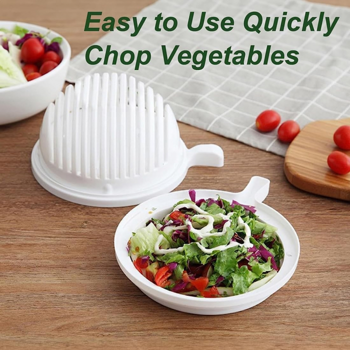 Bol Feliator pentru Salata, Flippy, Castron Multifunctional pentru Legume si Fructe, pentru Spalat si Taiat Legumele, cu Scurgere si Tocator, Ergonomic, Protectie pentru Maini, 21x18.5x11.5 cm, Alb [6]