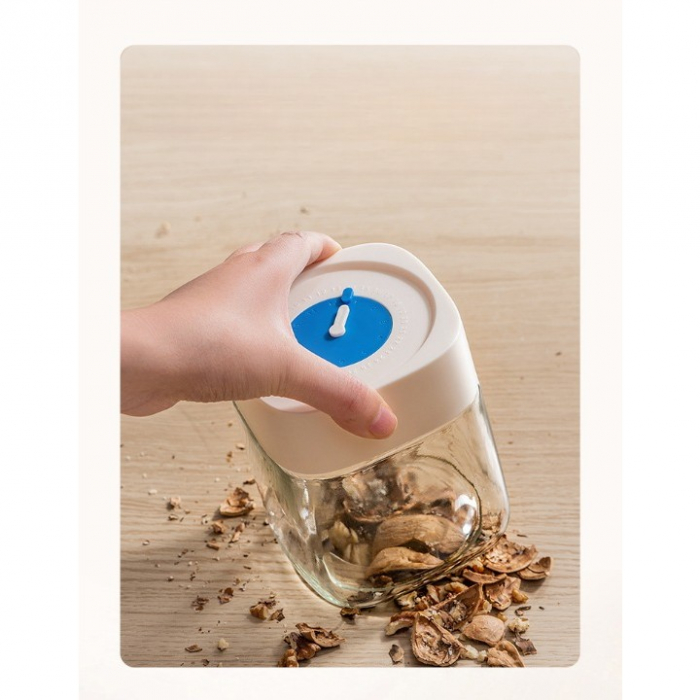 Borcan din Sticla de Inalta Calitate, Flippy, Capac Ermetic, Uz Casnic, Depozitarea Condimentelor sau a Alimentelor Umede si Uscate, 1000 mL, 10x10x15.5 cm, Alb [3]