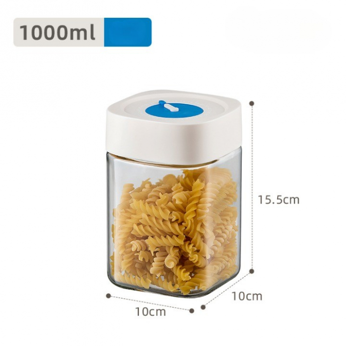 Borcan din Sticla de Inalta Calitate, Flippy, Capac Ermetic, Uz Casnic, Depozitarea Condimentelor sau a Alimentelor Umede si Uscate, 1000 mL, 10x10x15.5 cm, Alb [2]