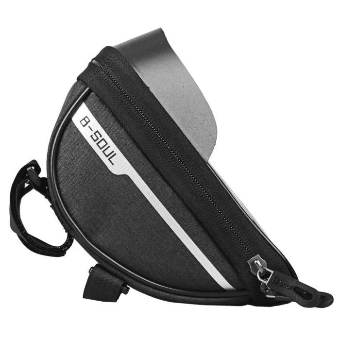 Borseta bicicleta impermeabila cu husa pentru telefon Flippy, montare pe ghidon, compatibila cu telefoane de pana la 16 cm, spatiu depozitare, 18.5x9.5 cm, negru [9]