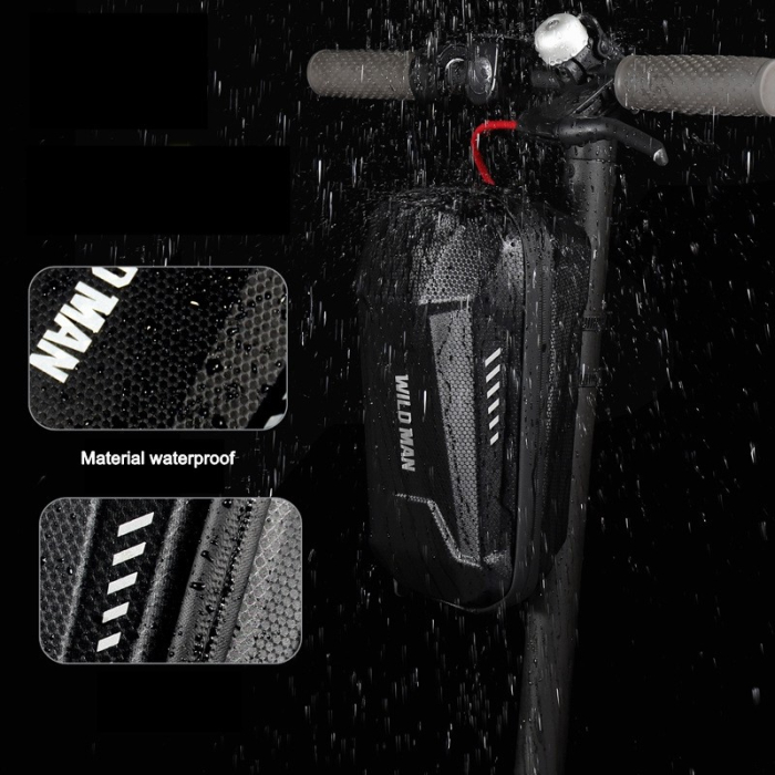 Borseta pentru bicicleta/trotineta Flippy, spatiu de depozitare, antisoc, waterproof, cu fermoar, 3L, material carbon si plastic dur, pentru trotineta electrica scuter, bicicleta, negru [4]