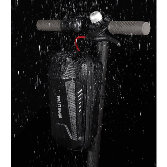 Borseta pentru bicicleta/trotineta Flippy, spatiu de depozitare, antisoc, waterproof, cu fermoar, 3L, material carbon si plastic dur, pentru trotineta electrica scuter, bicicleta, negru [9]
