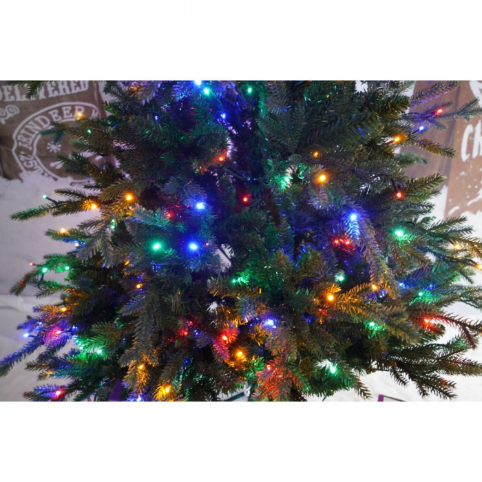 Brad Artificial de Craciun, Becuri led incluse in ramuri, pentru interior/exterior, inaltime 180 cm, diametru 128 cm, 1246 ramuri, Flippy, verde, suport metalic inclus [6]