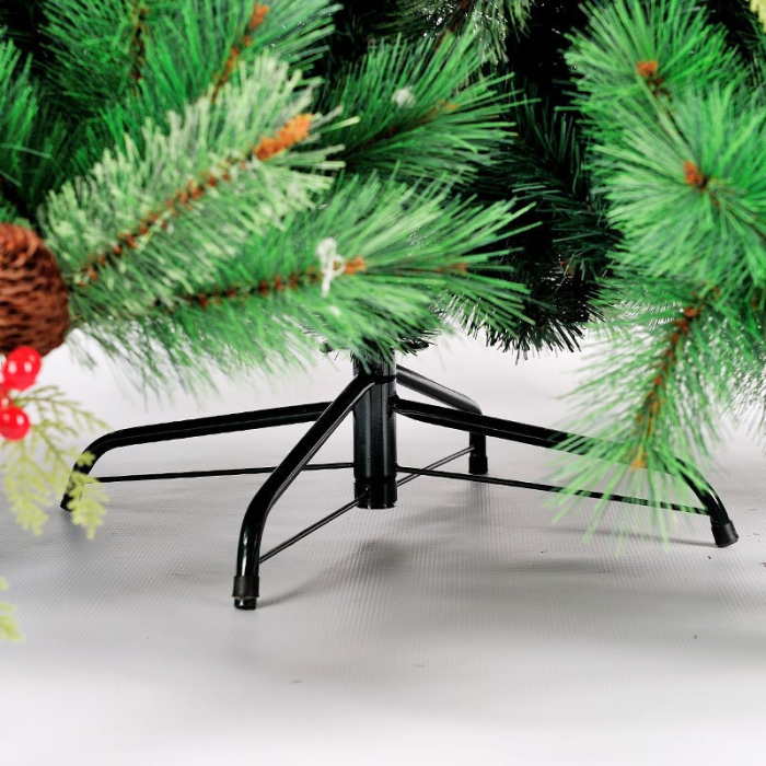 Brad Artificial de Craciun Bogat, Decorat cu Conuri Pin Rosii, pentru Interior/Exterior, Inaltime 120 cm, Flippy, Verde, suport metalic inclus [5]