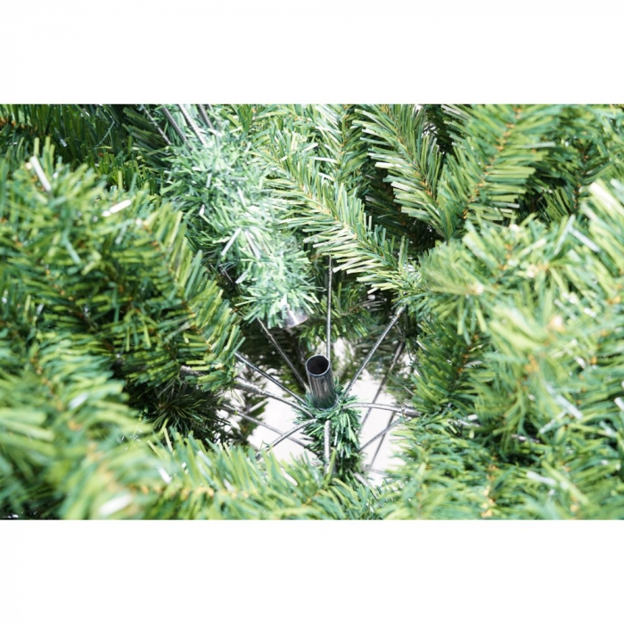 Brad artificial de Craciun, clasic, pentru interior/exterior, inaltime 210 cm, diametru 106 cm, 663 ramuri, Flippy, verde, suport metalic inclus [3]