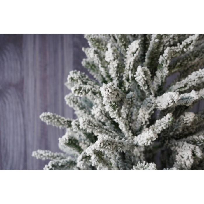 Lichidare Brad Artificial de Craciun, Flippy, 1.8 m inaltime, Verde, Pulverizat alb-tip zapada, Diametru inferior 110 cm, Interior/ Exterior [14]