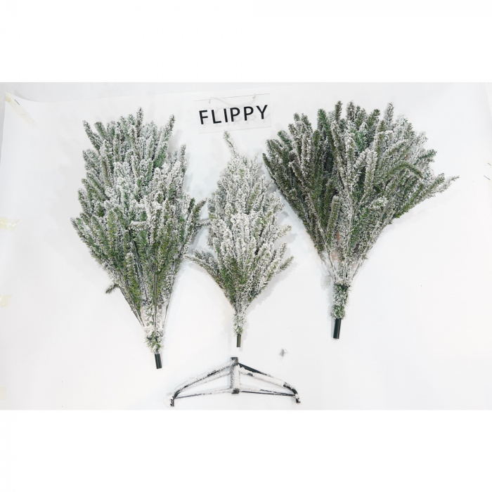 Brad Artificial de Craciun, Flippy, 1.8 m inaltime, Verde, Pulverizat alb-tip zapada, Diametru inferior 110 cm, Interior/ Exterior [3]