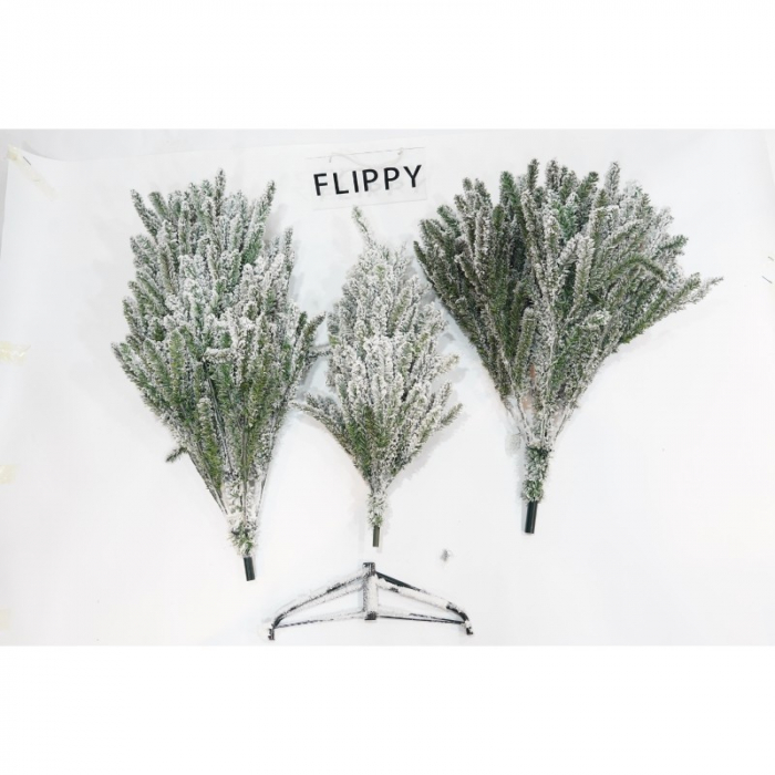 Lichidare Brad Artificial de Craciun, Flippy, 2.10 m inaltime, Verde, Pulverizat alb-tip zapada, Diametru inferior 130 cm, Interior/ Exterior [12]
