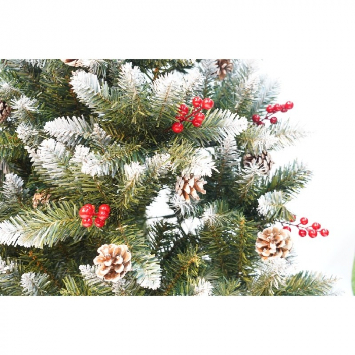 Brad Artificial de Craciun, Flippy, Sectionat pentru Perete/ Colt, 1.50 m inaltime, Verde, Decorat, Diametru Inferior 83 cm, Interior/ Exterior [20]