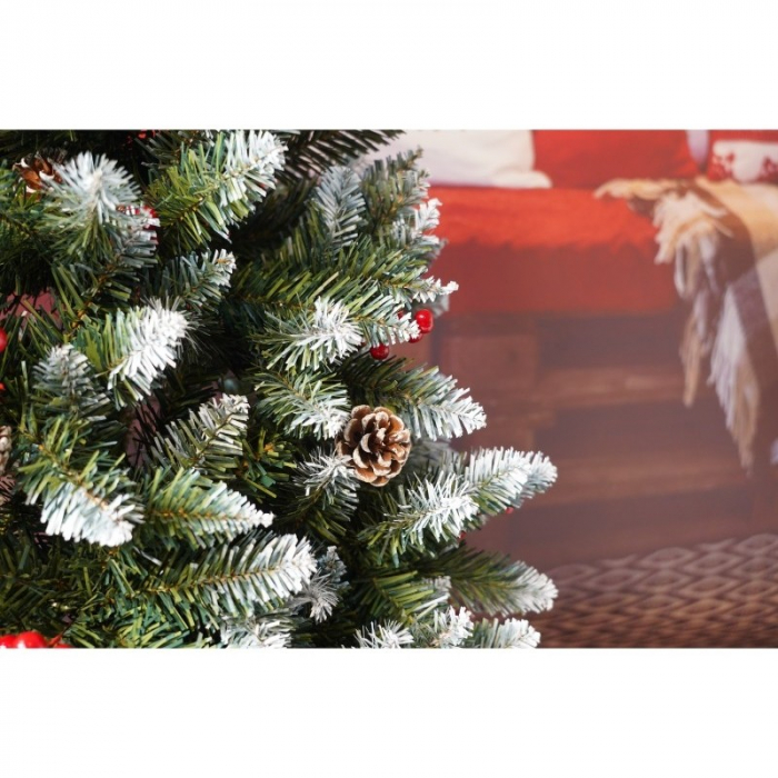 Brad Artificial de Craciun, Flippy, Sectionat pentru Perete/ Colt, 1.50 m inaltime, Verde, Decorat, Diametru Inferior 83 cm, Interior/ Exterior [15]