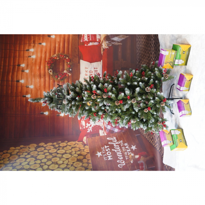 Brad Artificial de Craciun, Flippy, Sectionat pentru Perete/ Colt, 1.80 m inaltime, Verde, Decorat, Diametru Inferior 95 cm, Interior/ Exterior [10]