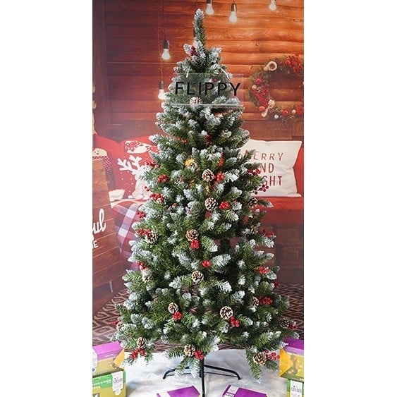 Brad Artificial de Craciun, Flippy, Sectionat pentru Perete/ Colt, 1.80 m inaltime, Verde, Decorat, Diametru Inferior 95 cm, Interior/ Exterior [2]