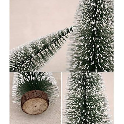 Brad artificial de craciun, ornament pentru masa, pe suport lemn, 20 cm inaltime, Argintiu [2]