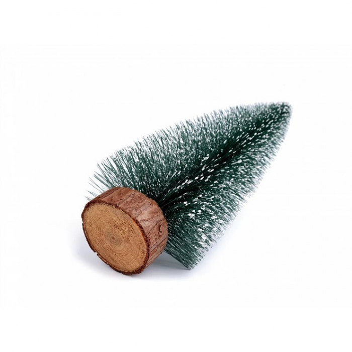 Brad artificial de craciun, ornament pentru masa, pe suport lemn, 20 cm inaltime, Argintiu [5]