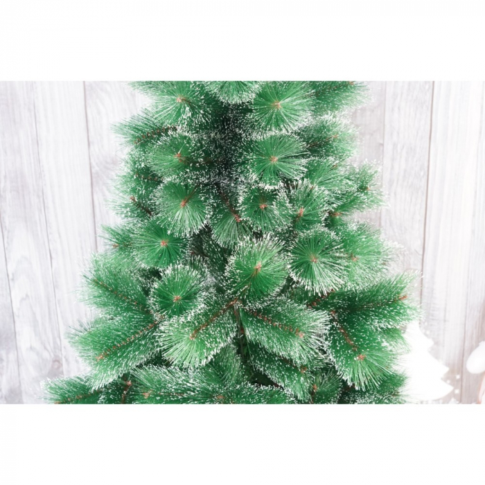 Brad artificial de Craciun tip pin nins, pentru interior/exterior, inaltime 210 cm, Flippy, verde, suport metalic inclus [4]