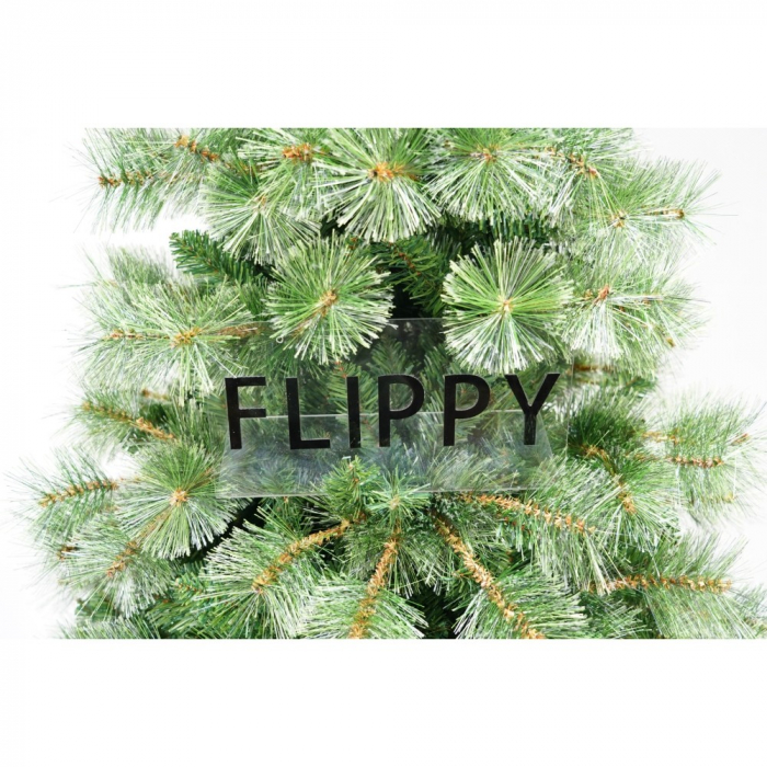 Brad artificial de Craciun tip pin, pentru interior/exterior, inaltime 180 cm, 626 ramuri, Flippy, verde, suport metalic inclus [3]