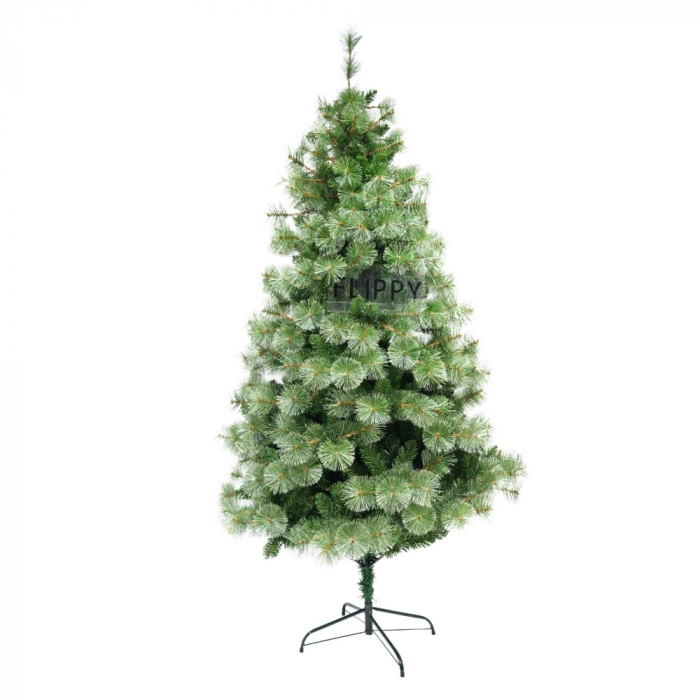 Brad artificial de Craciun tip pin, pentru interior/exterior, inaltime 210 cm, diametru 125 cm, 980 ramuri, Flippy, verde, suport metalic inclus [1]