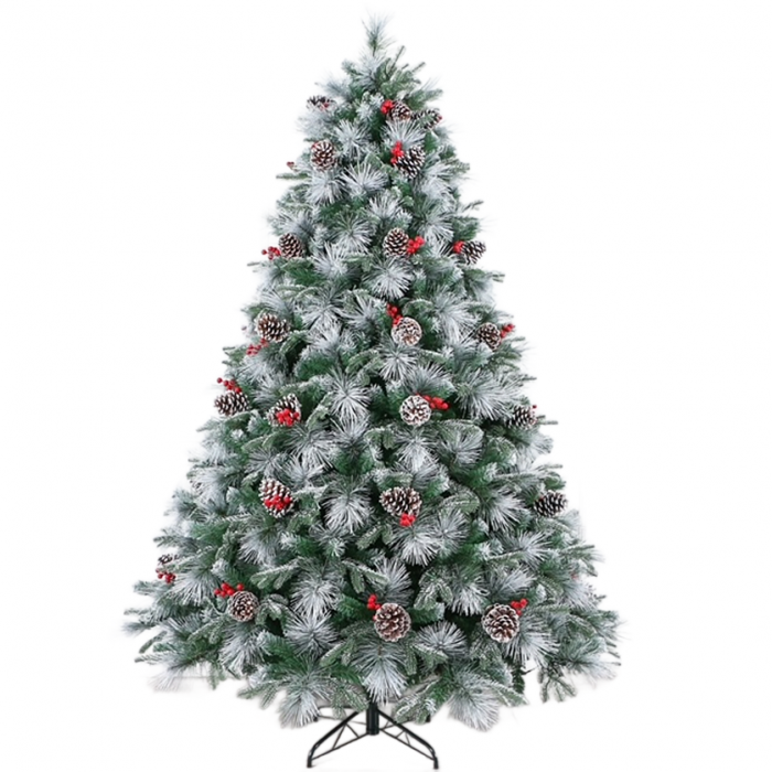 Brad artificial de lux cu zapada artificiala si conuri, dimensiune 240 cm, HH-19-240 [1]