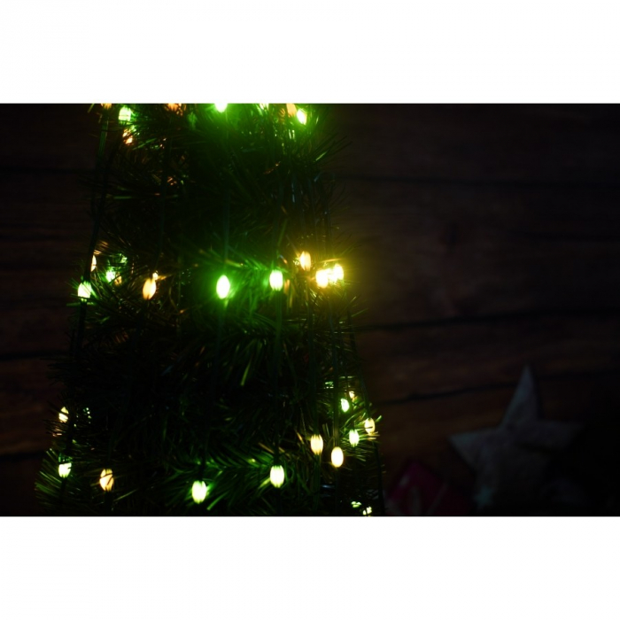 Brad artificial Pop-Up Flippy, cu instalatie integrata, Lumini RGB, Suport inclus, Stea luminata, 304 Led, 180 cm, Material PVC, Verde [6]