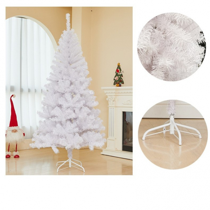 Brad de Craciun artificial cu suport inclus Flippy, 210 cm, 800 ramuri/varfuri, material plastic, suport clasic, fara iluminare, utilizat pentru interior/exterior, alb [3]