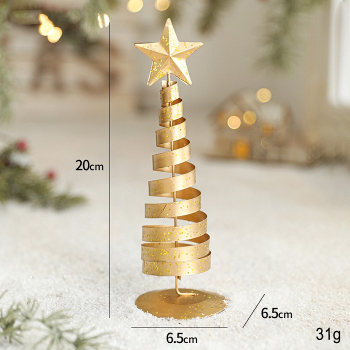 Brad de Craciun Ornament, Flippy, Decoratiune Brad micut din Metal, inaltime 20 x 6.5 x6.5 cm, Ornament de Craciun, Auriu [2]
