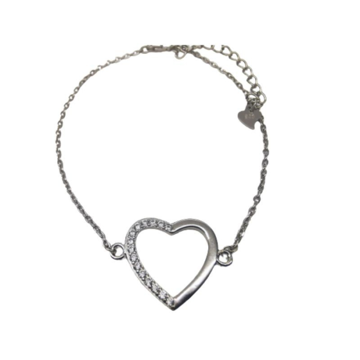 Bratara Argint 925 Inima cu Pietre pe Jumatate [2]