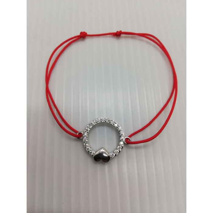 Bratara cu Nod Dublu Argint 925, Cerc cu Zirconii si Inima [3]