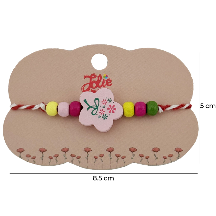 Bratara Martisor pentru Copii, Jolie, Pandativ Floare, cu Margele Multicolore, Snur Alb/Rosu, Roz/Multicolor [2]