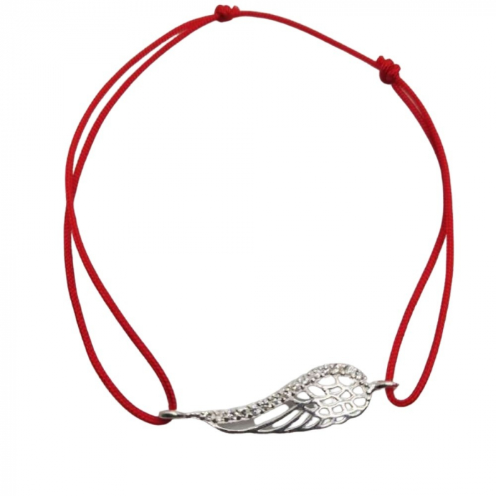 Bratara Snur Reglabil, Argint 925, Aripa cu Pietre, Jolie Silver, 0.9 g, 2.5 cm x 0.8 cm [3]