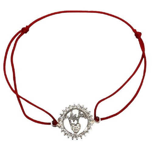 Bratara Snur Reglabil, Argint 925, Cerc Cu Puls Si Inima, 1.3 g, 2 cm x 1.5 cm [2]