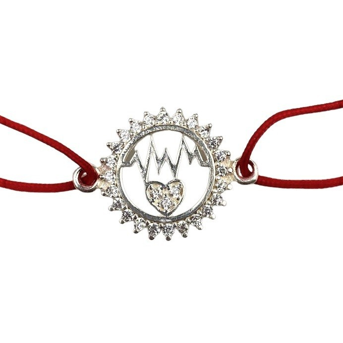 Bratara Snur Reglabil, Argint 925, Cerc Cu Puls Si Inima, 1.3 g, 2 cm x 1.5 cm [4]