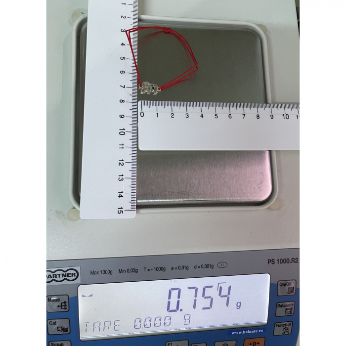 Bratara Snur Reglabil, Argint 925, Elefant Cu Pietre, Jolie Silver, 0.7 g, 1.5 cm x 0.8 cm [2]