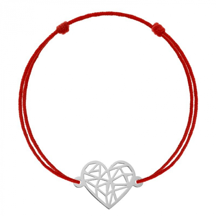 Bratara Snur Reglabil, Argint 925, Inima Brodata, Jolie Silver, 0.6 g, 1.3 cm x 1.3 cm [1]