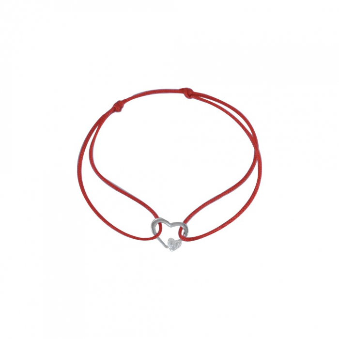 Bratara Snur Reglabil, Argint 925, Inima Cu Inimioara Minizirconii, Jolie Silver, 0.5 g, 1 cm x 1 cm [1]