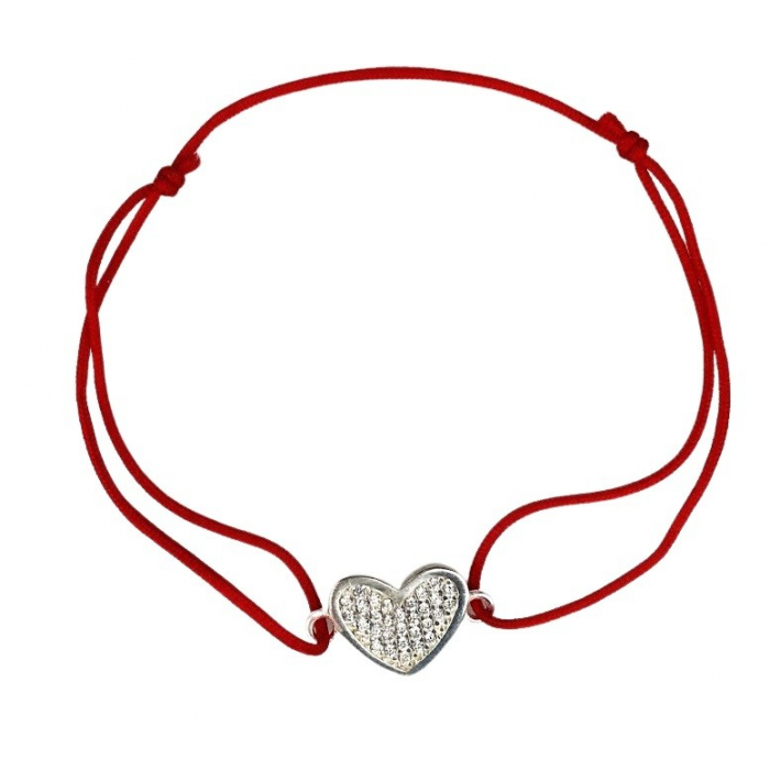 Bratara Snur Reglabil, Argint 925, Inima cu Minizirconii, Jolie Silver, 1 g, 1.8 cm x 1.3 cm [2]