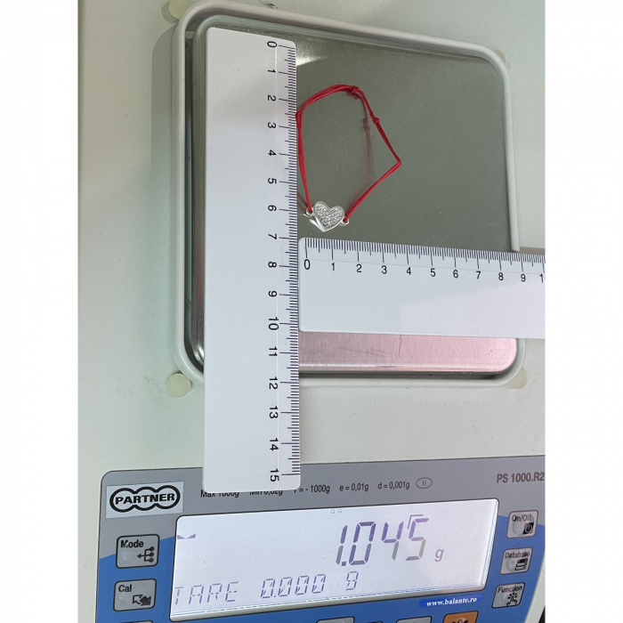 Bratara Snur Reglabil, Argint 925, Inima cu Minizirconii, Jolie Silver, 1 g, 1.8 cm x 1.3 cm [6]