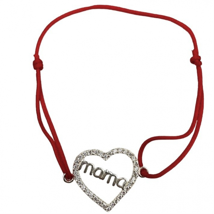 Bratara Snur Reglabil, Argint 925, Mama Cu Pietre Albe, Jolie Silver, 1.2 g, 2 cm x 1.5 cm [2]